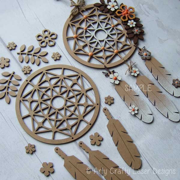MDF Dream Catcher Flowers Design Sample