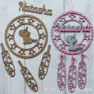 Mdf Personalsed Unicorn Dream Catcher Sample
