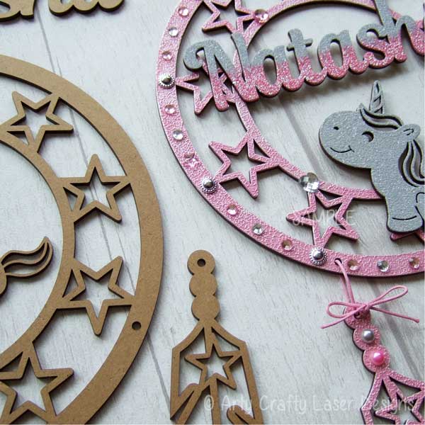 Mdf Personalsed Unicorn Dream Catcher Sample